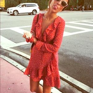 Realisation Red Star WRAP mini dress